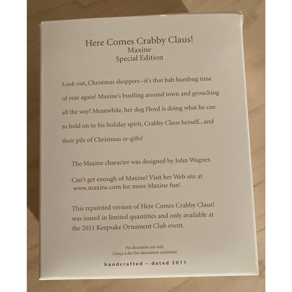 EVENT REPAINT 2011 Hallmark Keepsake Ornament Maxine Here Comes Crabby Claus NIB - Picture 5 of 5
